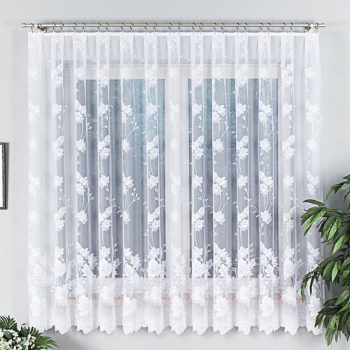 KUPON 230x180 cm Firana żakardowa ze wzorem w liście 023025